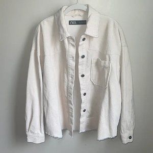 Zara Blogger Favorite Corduroy Overshirt Ecru Cream - XS